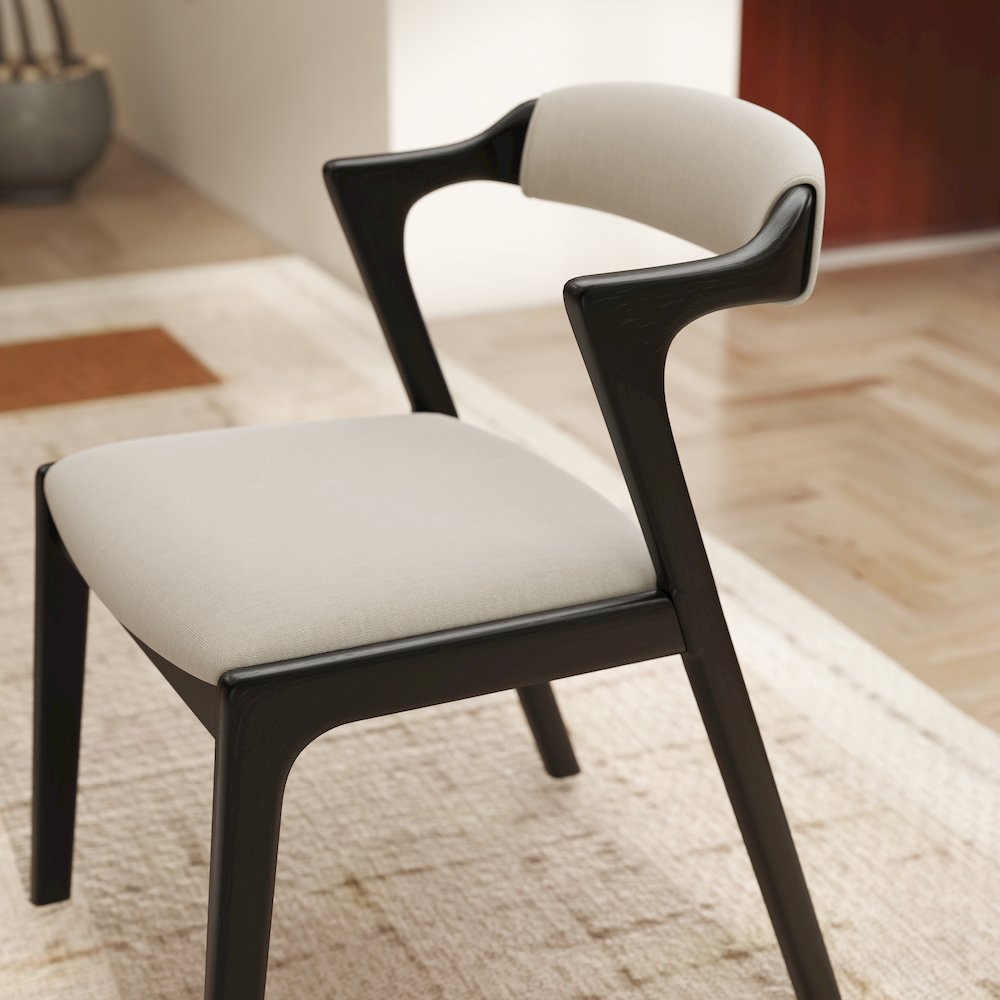 Lavin Walnut Finish Upholstered Dining Chairs, Set of 2. Picture 9