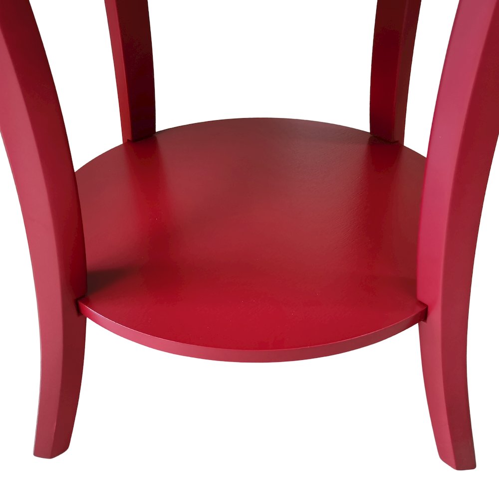 Perth Round End Table with Shelf, Red. Picture 5