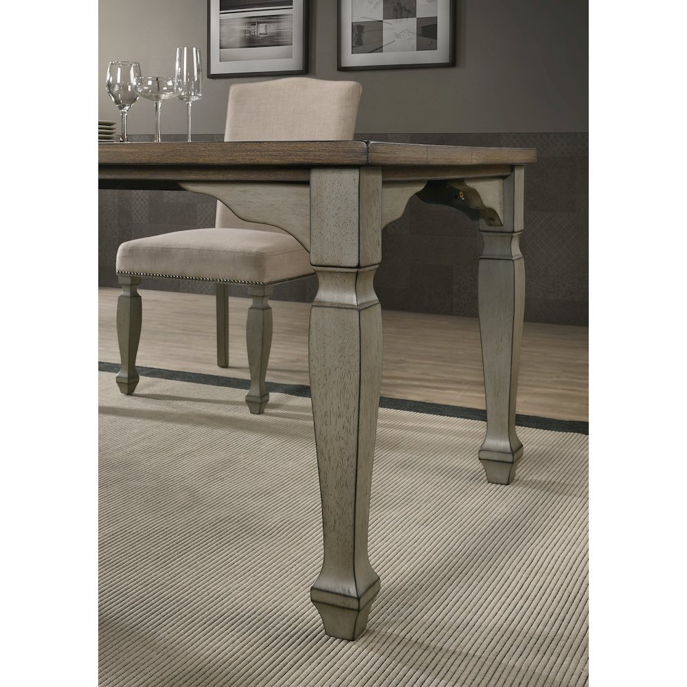 Breda Antique Gray and Dark Oak Finished Wood Dining Table. Picture 4
