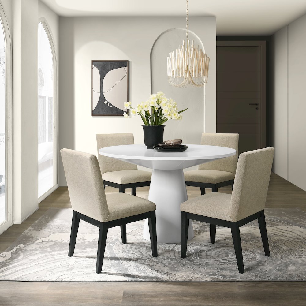 Rocco 5-Pc 48'' Pedestal Dining Set, Round Pedestal Table with 4 Chairs. Picture 3