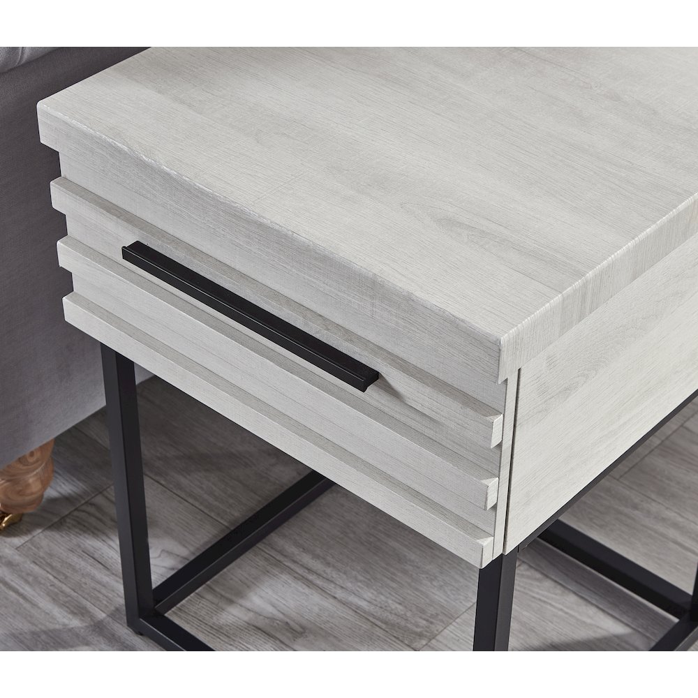 3-Piece Upholstered Bedroom Set, Tufted Wingback Bed, 2White Nightstands, Queen. Picture 8