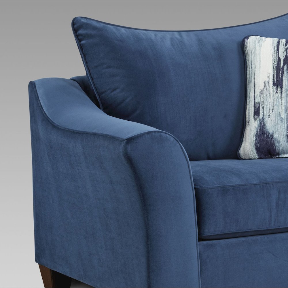 Camero Fabric Pillowback Sofa and Loveseat Set in Navy Blue. Picture 4