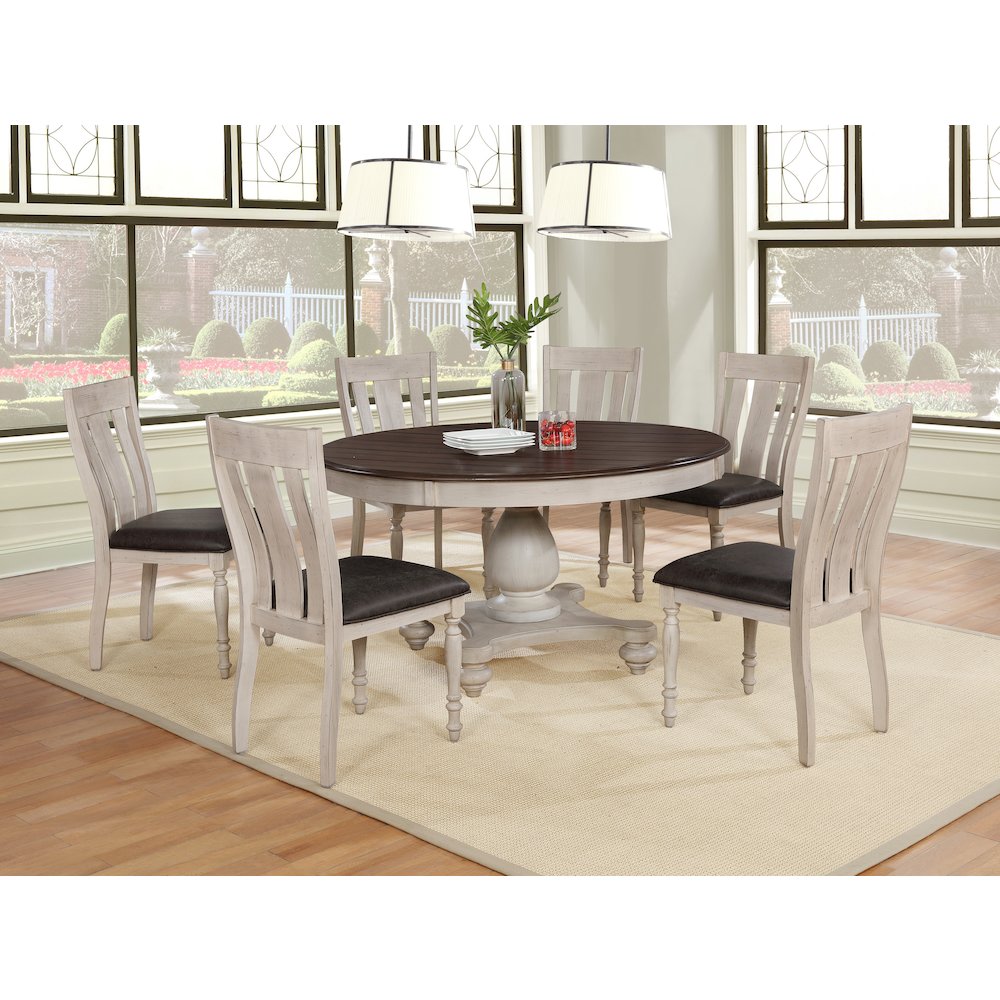 Arch Weathered Oak Turned Leg Dining Chair Set of 2. Picture 5