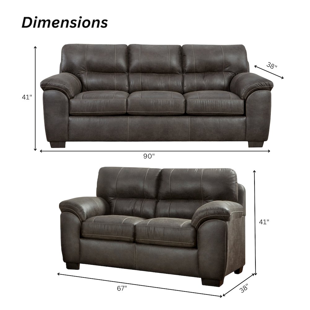 Tirana Contemporary Fabric Pillow-top Arm Sofa and Loveseat Set in Sequoia Ash. Picture 7
