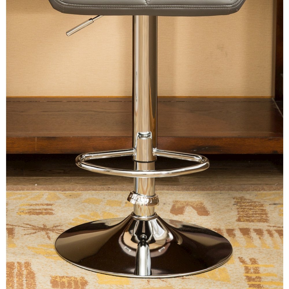Glasgow Contemporary Tufted Adjustable Height Gray Bar Stools, Set of 2. Picture 10