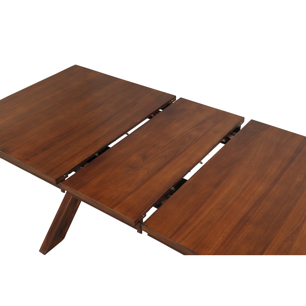 Karven Wood 7-PC Dining Set, Extendable Trestle Table, 6 Chairs, Dark Hazelnut. Picture 6
