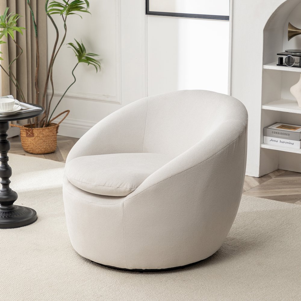 Winnie Modern Barrel Chair, 360° Swivel. Picture 4