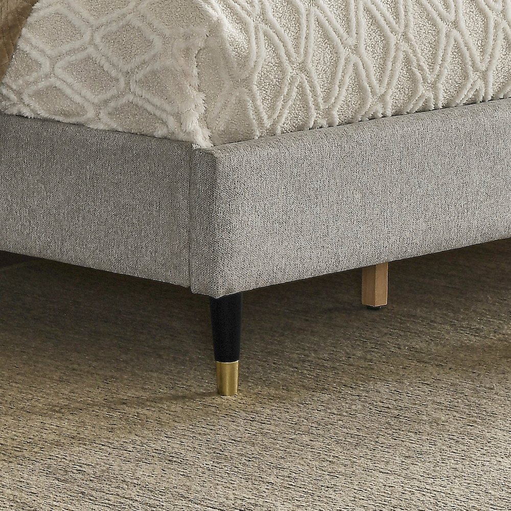 Arles Upholstered Bedroom Set, Wingback Platform Bed with 2Nightstands, King. Picture 5