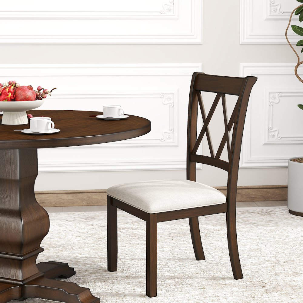 Havre Dining Set, Pedestal Round Table with 4 Chairs. Picture 7