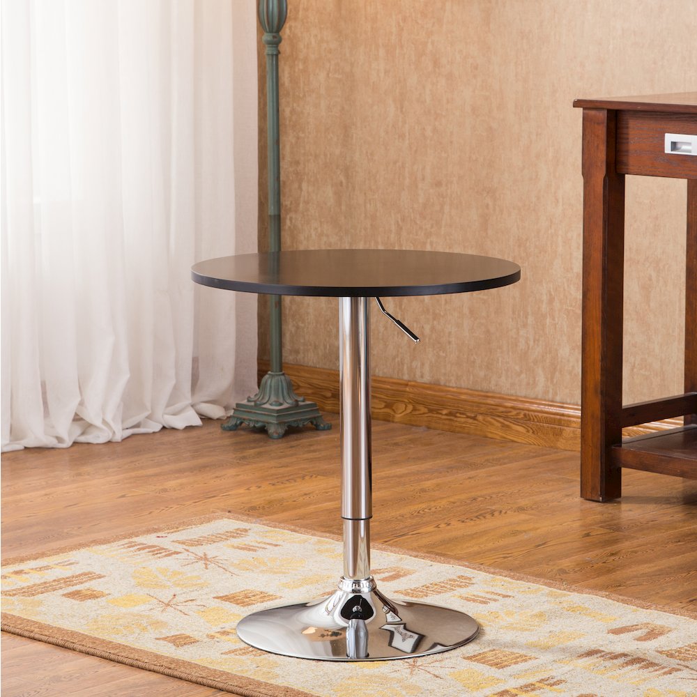 Baxton Adjustable Wood and Metal Bar Table, Black. Picture 4