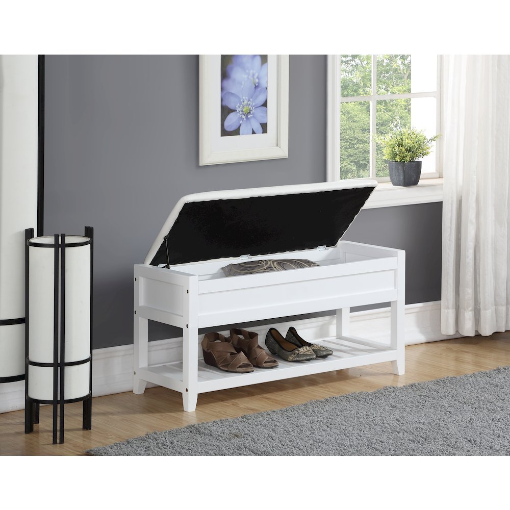Rouen Clean White Seating Bench with Shoe Storage. Picture 2