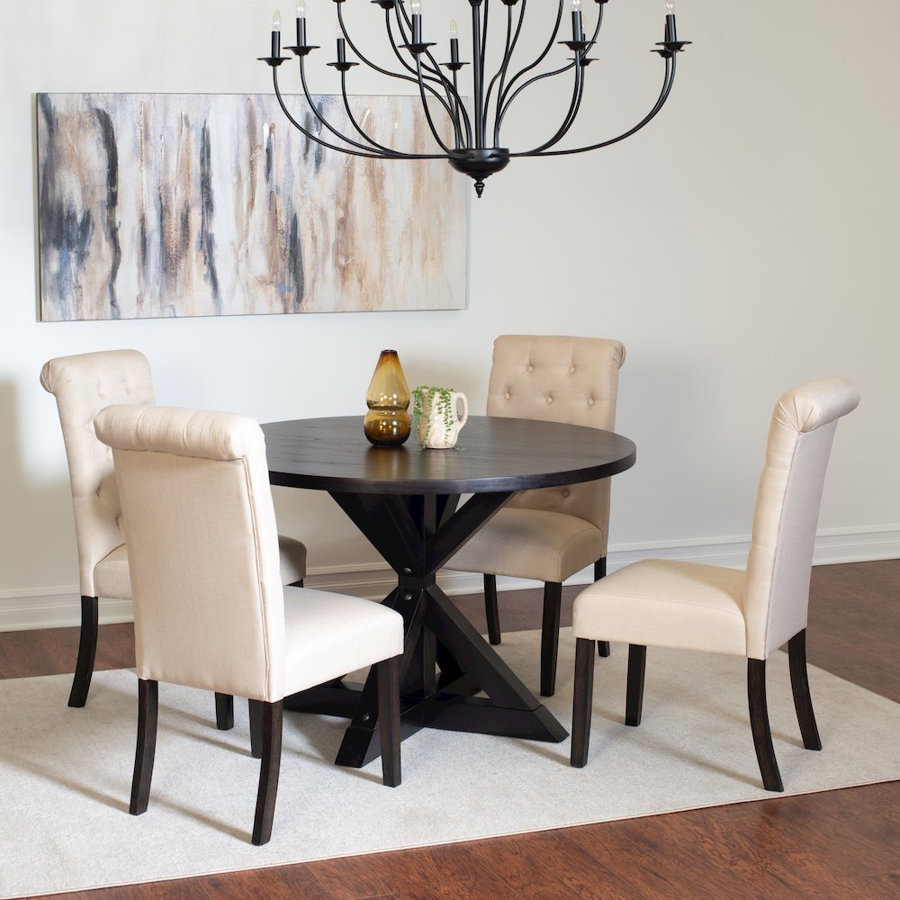 Nylander 5-Pc Dining Set, Cross-Buck Dining Table with 4 Stylish Chairs, Tan. Picture 2