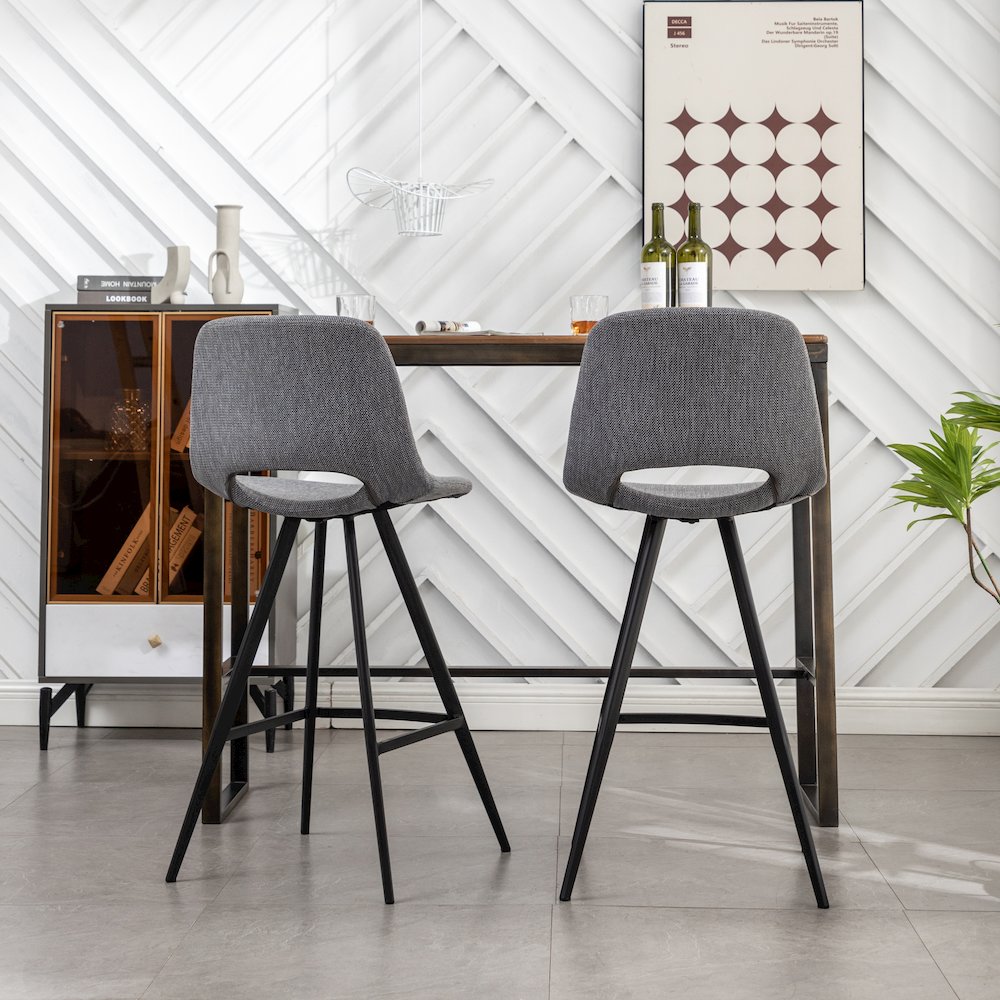 Porth Fabric Kitchen 28.25" Barstools, Set of 2, Gray. Picture 7