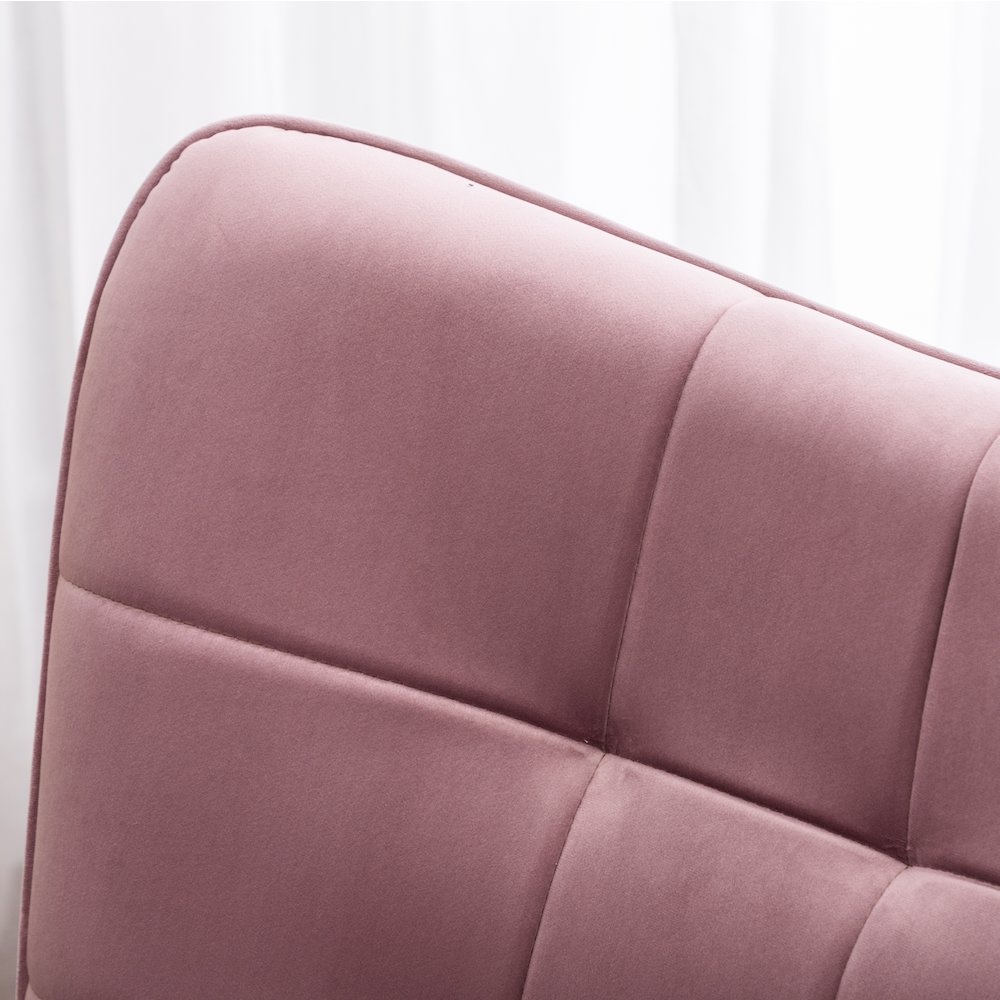 Leiria Contemporary Silky Velvet Tufted Accent Chair with Ottoman, Mauve. Picture 11