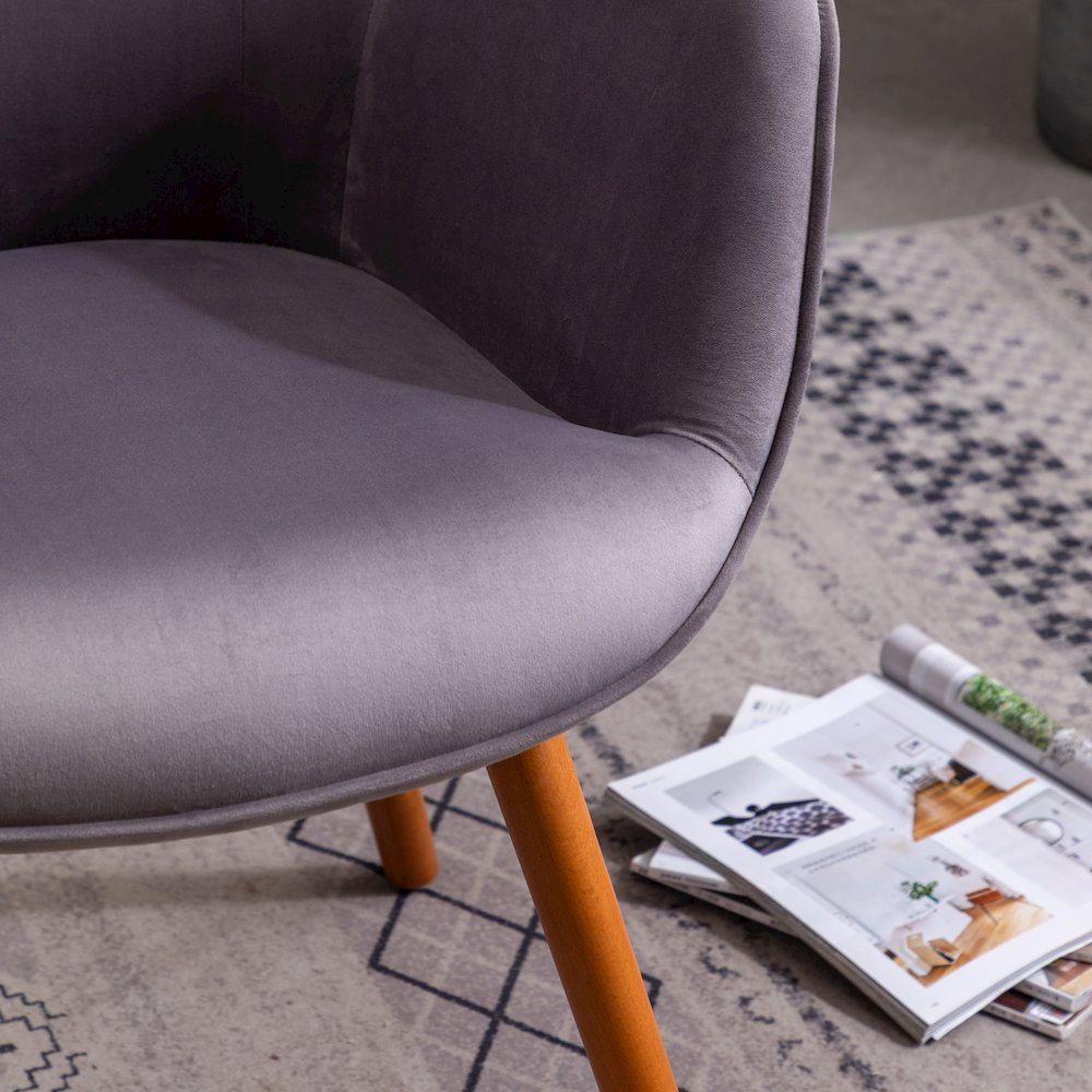 Doarnin Contemporary Silky Velvet Tufted Button Back Accent Chair, Gray. Picture 10