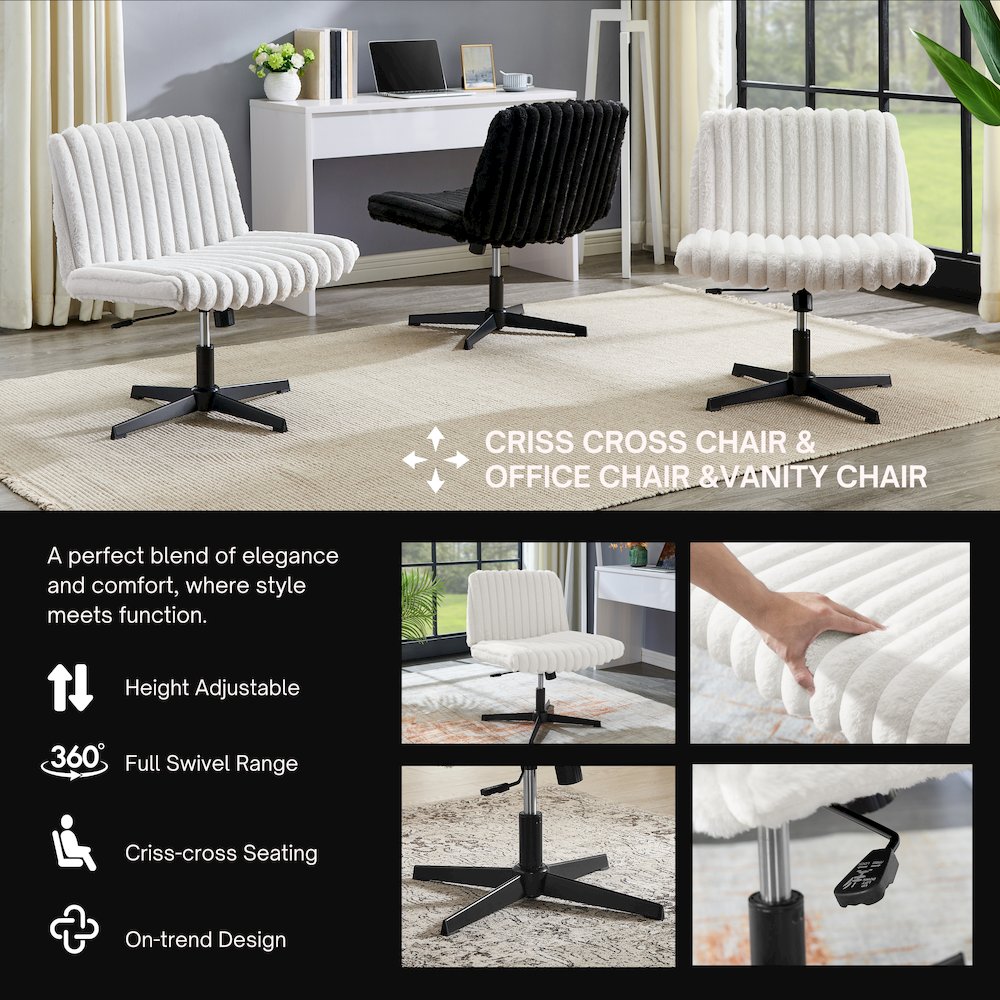 Blynn Adjustable Swivel Criss Cross Chair, Office Chair Vanity Chair. Picture 4