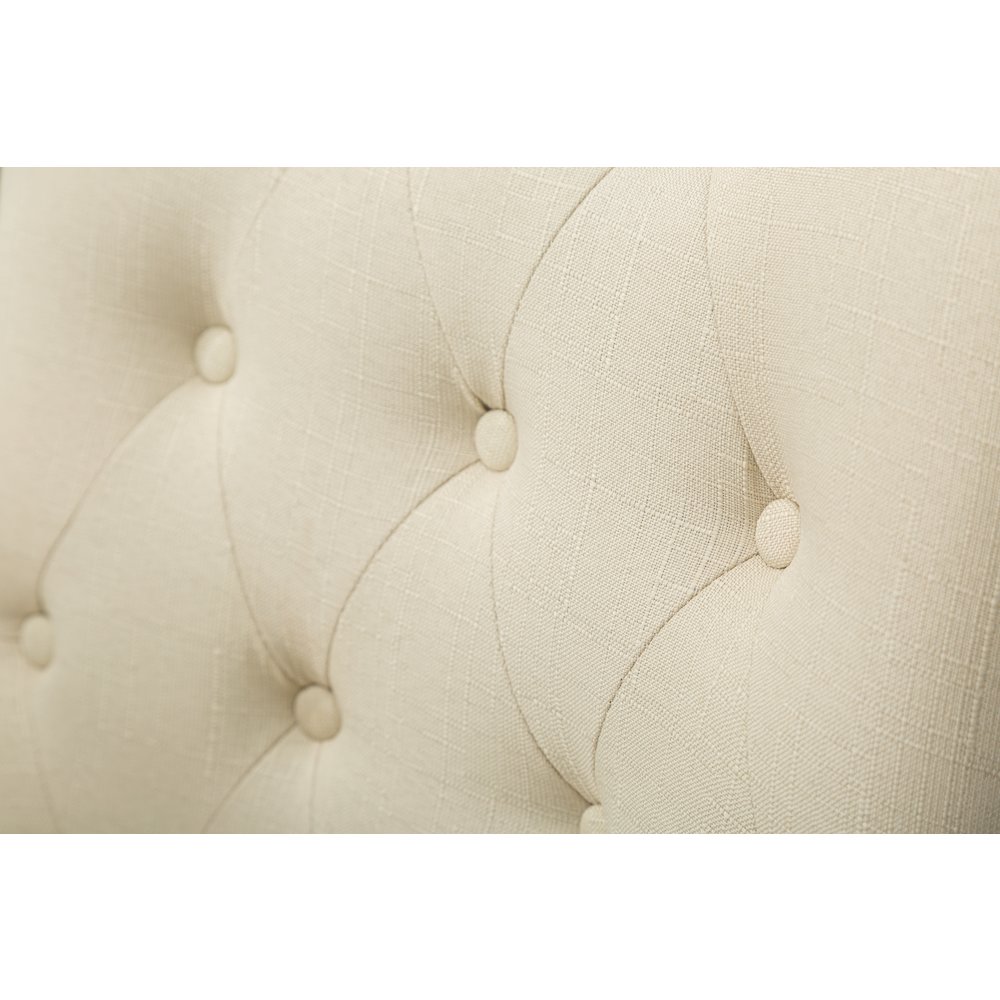 Luna Tan Button Tufted Solid Wood Wingback Chairs with Nail Heads Set of 2. Picture 7