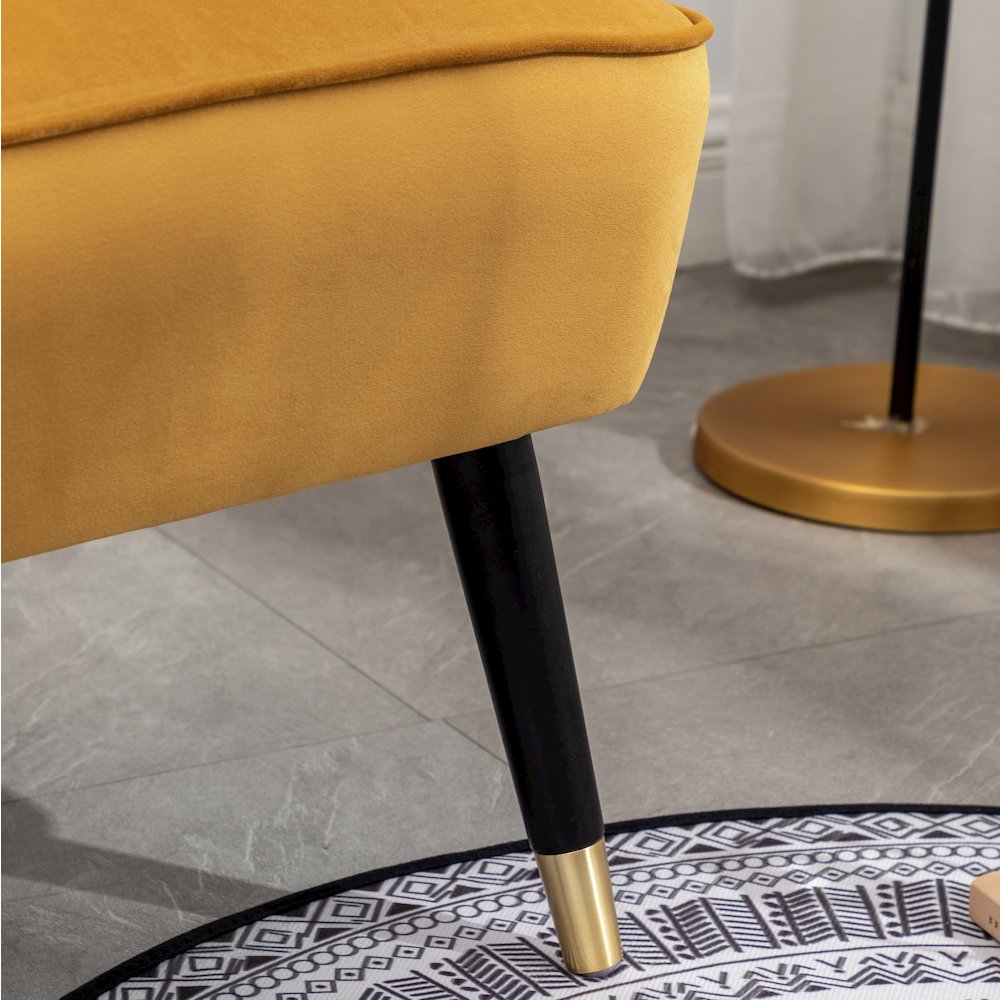 Elon Contemporary Velvet Upholstered Accent Chair, Gold. Picture 11