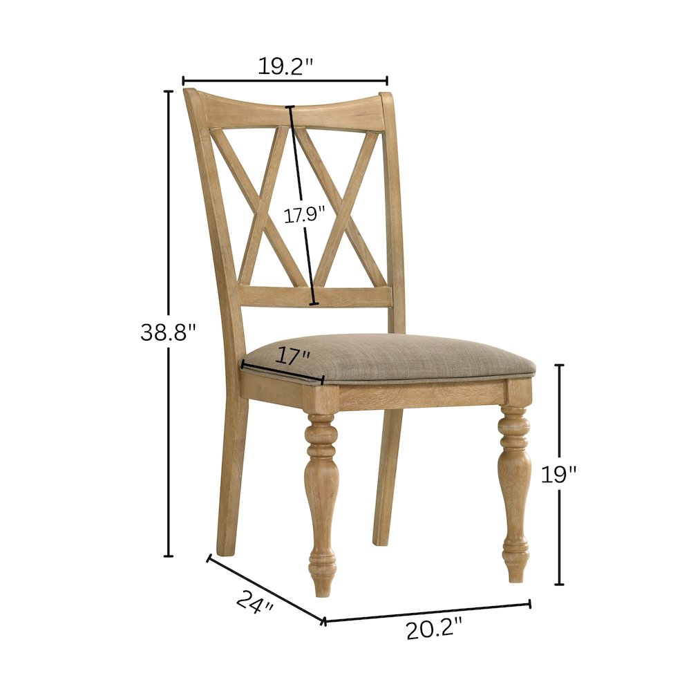 Verta Solid Wood Cross-back Dining Chairs, Set of 2, Light Oak Finish. Picture 10