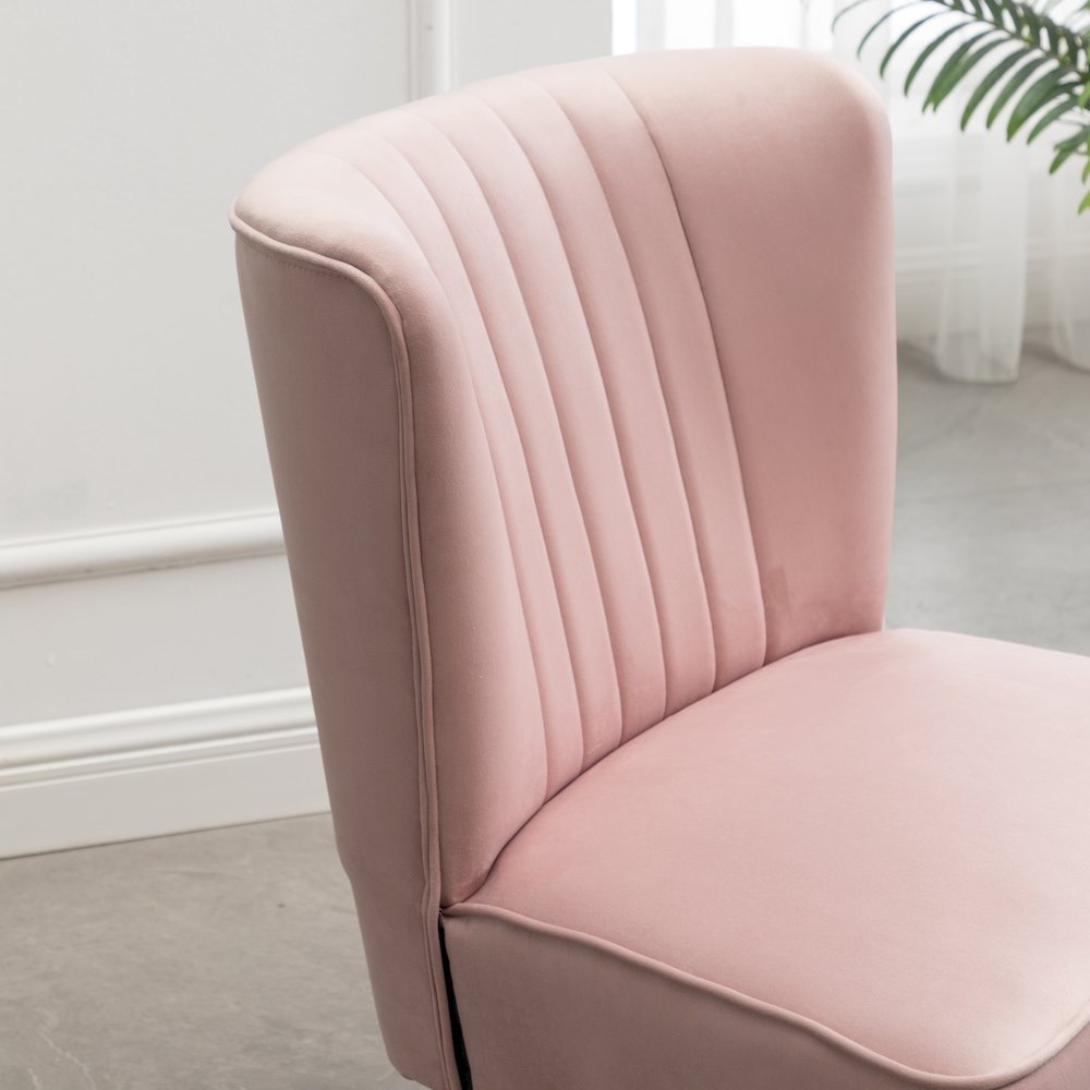 Elon Contemporary Velvet Upholstered Accent Chair, Pink. Picture 8