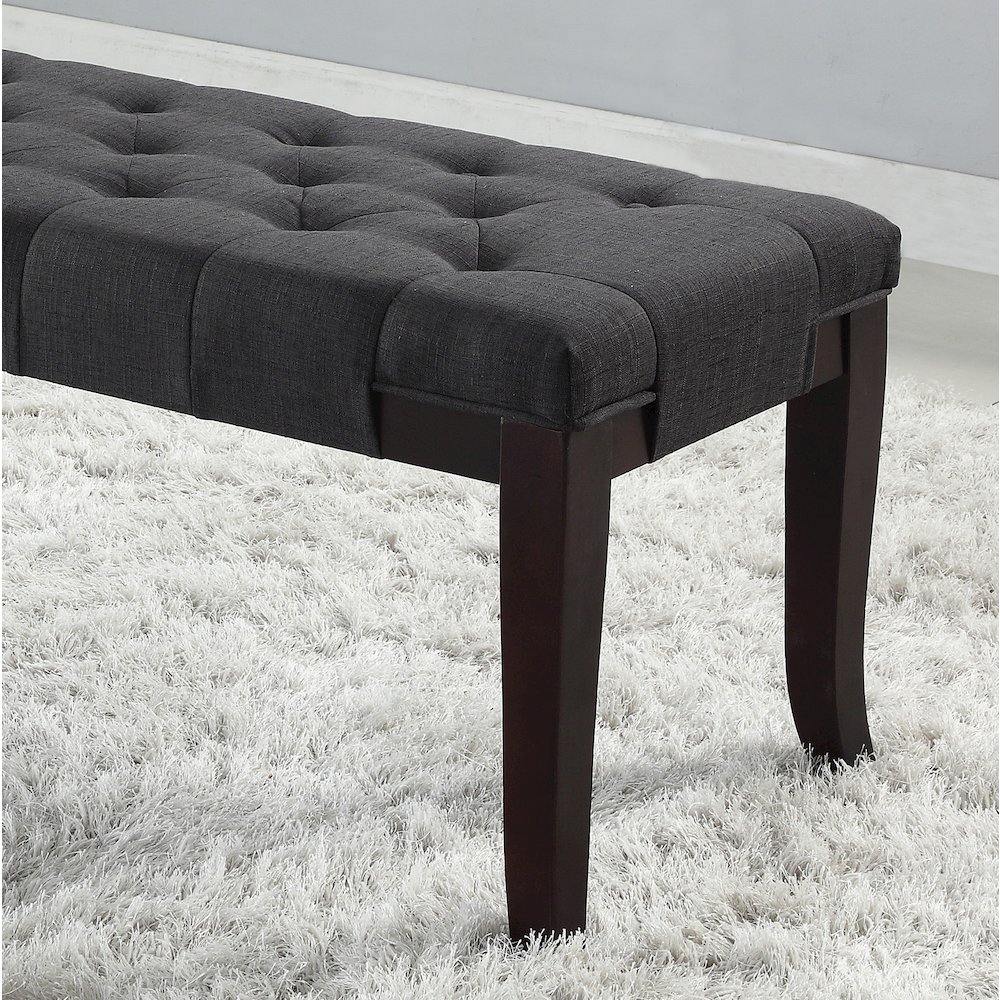 Linon Gray Fabric Tufted Ottoman Bench. Picture 3