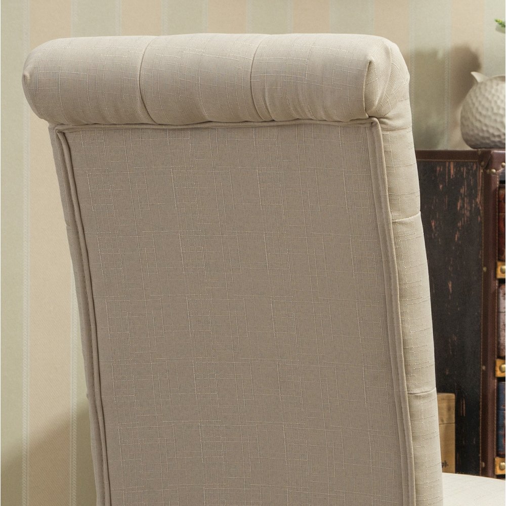 Habit Tan Solid Wood Tufted Parsons Dining Chair ,Set of 2. Picture 7