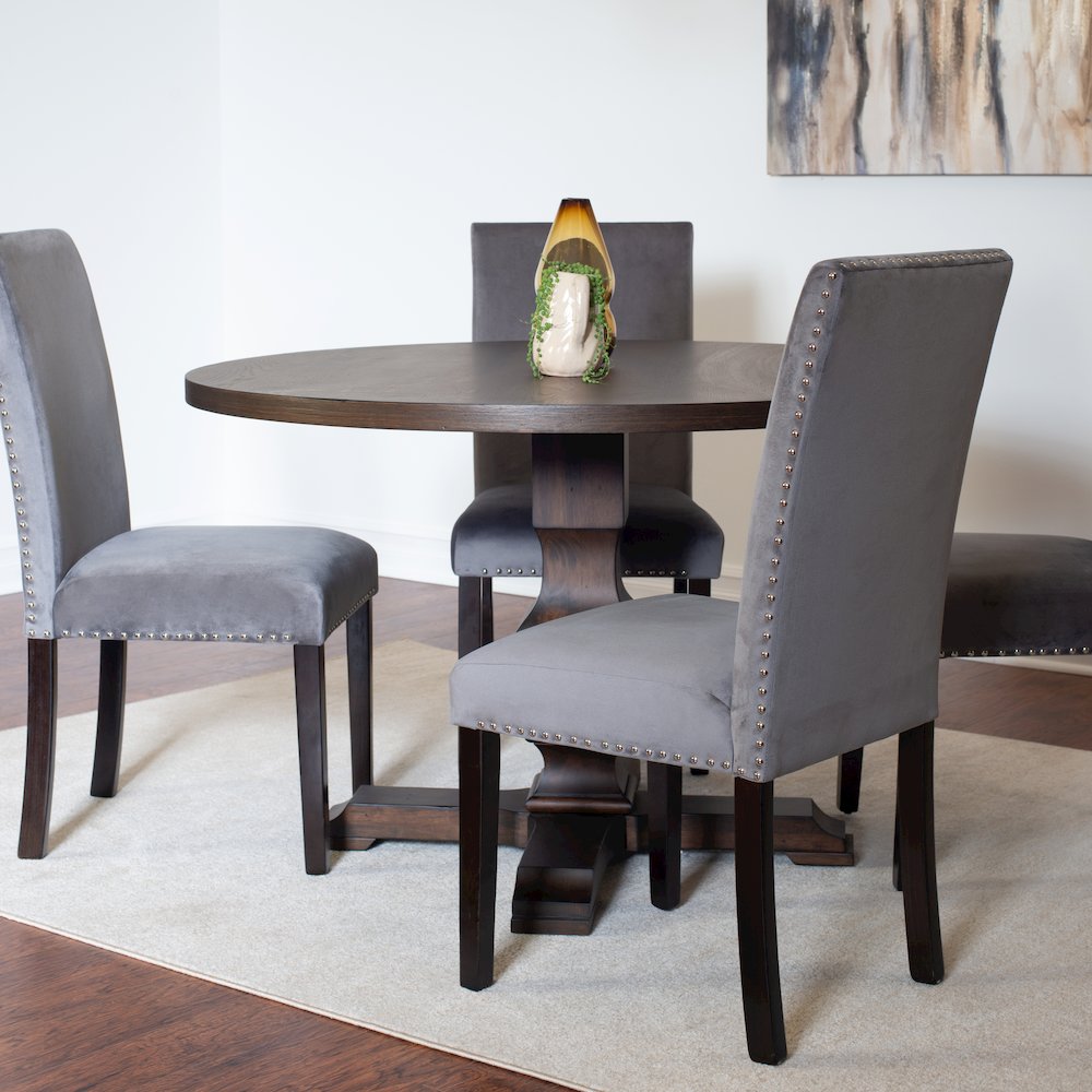 Fordsville 5-Pc Dining Set, Pedestal Round Table with 4 Stylish Chairs, Gray. Picture 5