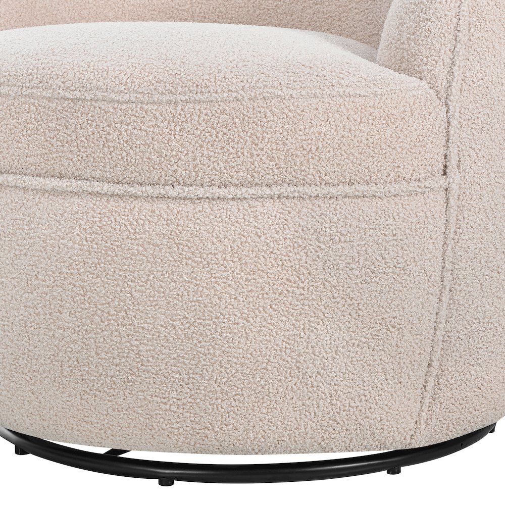 Galleria 360 Swivel Teddy Sherpa Barrel Chair, Beige. Picture 8