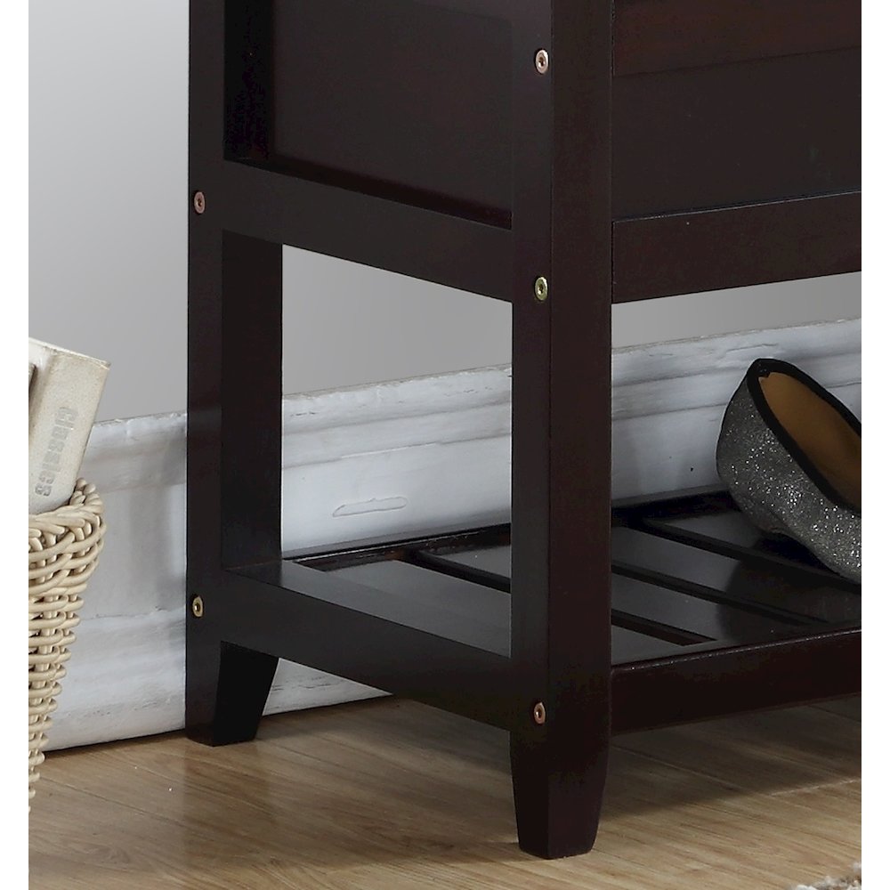 Rouen Espresso Seating Bench with Shoe Storage. Picture 5