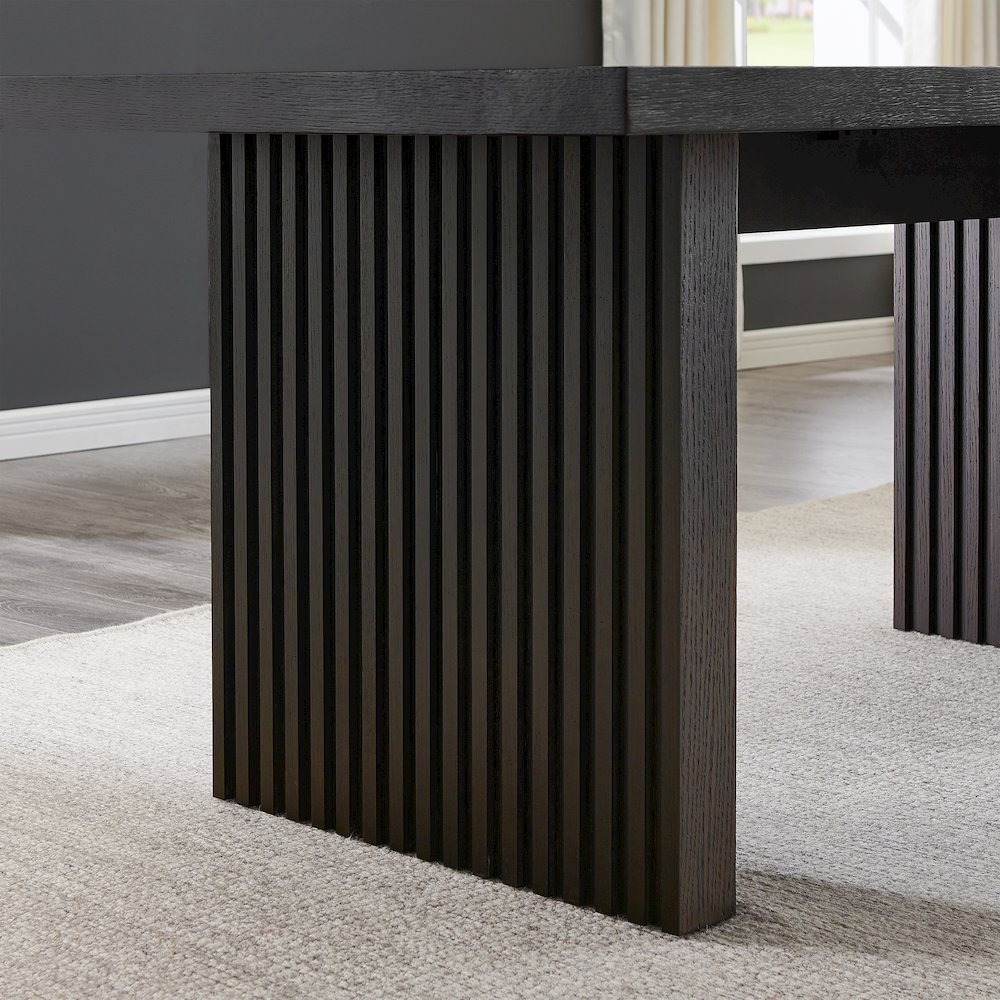 Madison Contemporary Dining Table, Slat-Fluted Base, Espresso. Picture 8