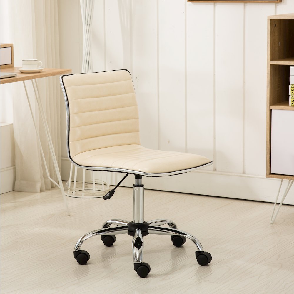Fremo Chromel Adjustable Air Lift Office Chair in Beige. Picture 5