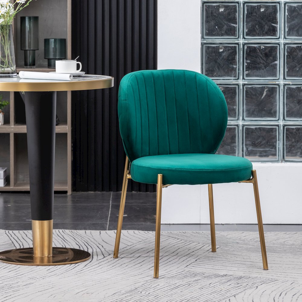 Amoa Contemporary Velvet Upholstery Dining Chair, Green, Set of 2. Picture 7
