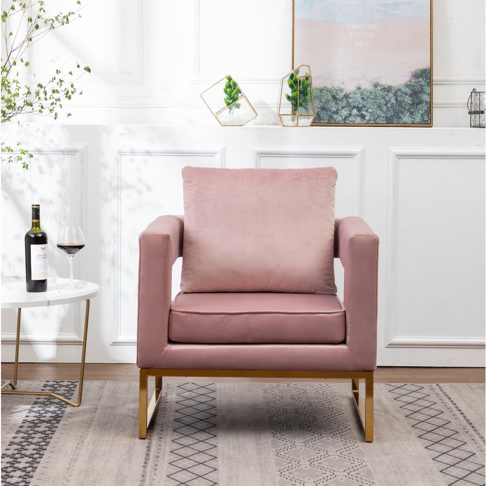 Lenola Contemporary Upholstered Accent Arm Chair, Pink. Picture 7