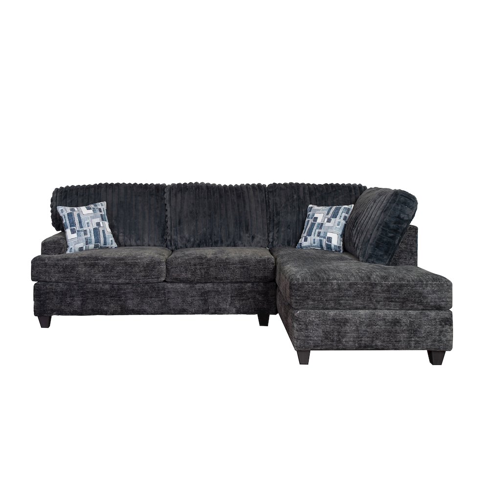 Nexus Wide Wale Corduroy L-shape Sectional with Chaise, Galactic Charcoal. Picture 8
