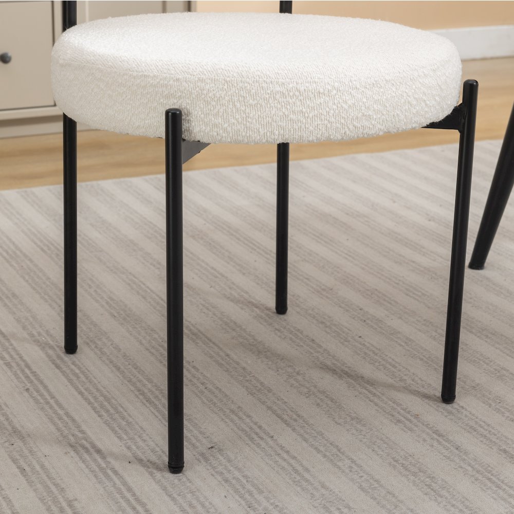 Durban 5-Pc Round Dining Set, Trestle Dining Table with 4 Boucle Chairs. Picture 10