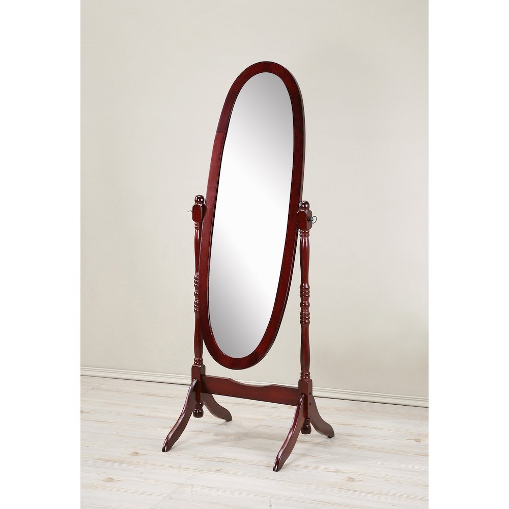 Audi Traditional Queen Anna Style Wood Floor Cheval Mirror, Cherry Finish. Picture 2