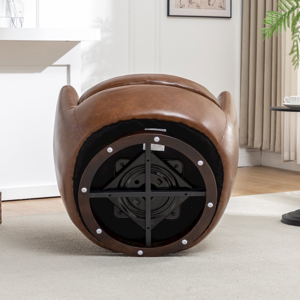 Orenza Modern Faux Leather Swivel Barrel Accent Club Chair. Picture 10