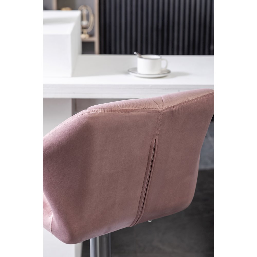Breni Velvet Diamond Tufted Swivel Adjustable Height Barstool, Set of 2, Mauve. Picture 10