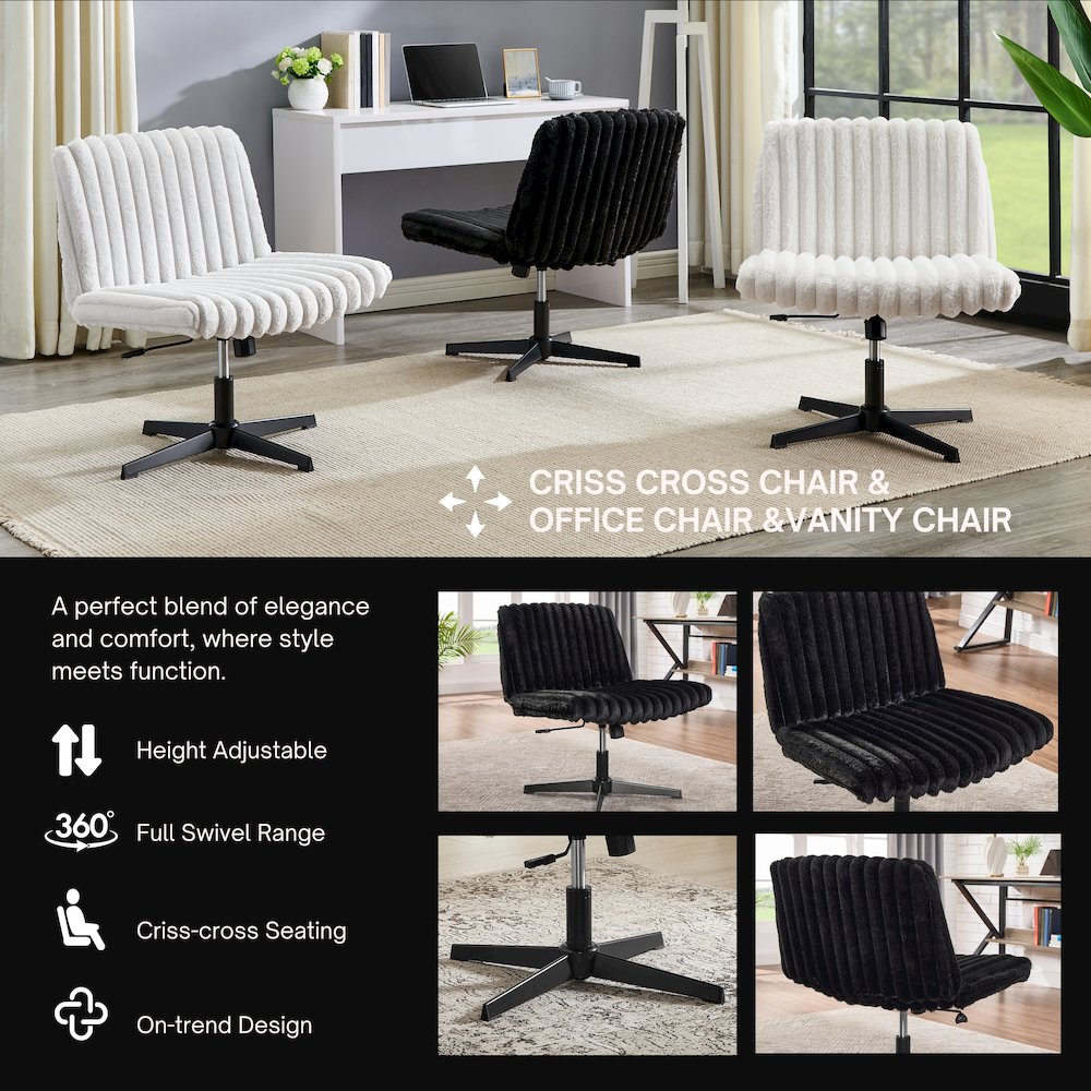 Blynn Adjustable Swivel Criss Cross Chair, Office Chair Vanity Chair. Picture 3