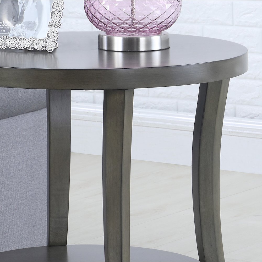 Perth Contemporary Oval Shelf End Table, Gray. Picture 3