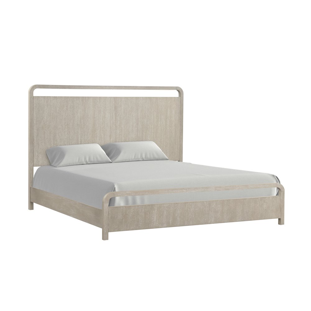Tavari Wood Panel Bed, Light Gray Finish, Queen. Picture 1
