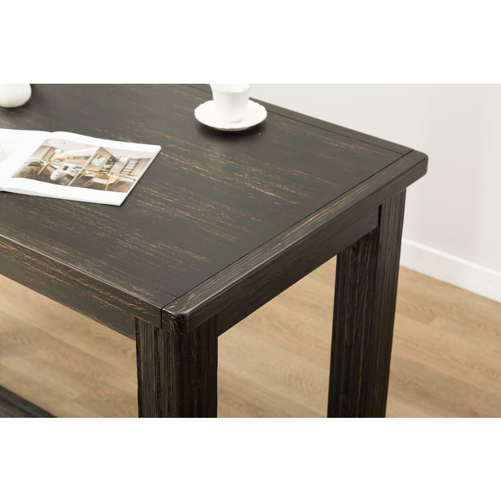 Leviton Antique Black Finished Wood 5-Pc Pub Set, Table with 4 Bar Stools, Tan. Picture 4