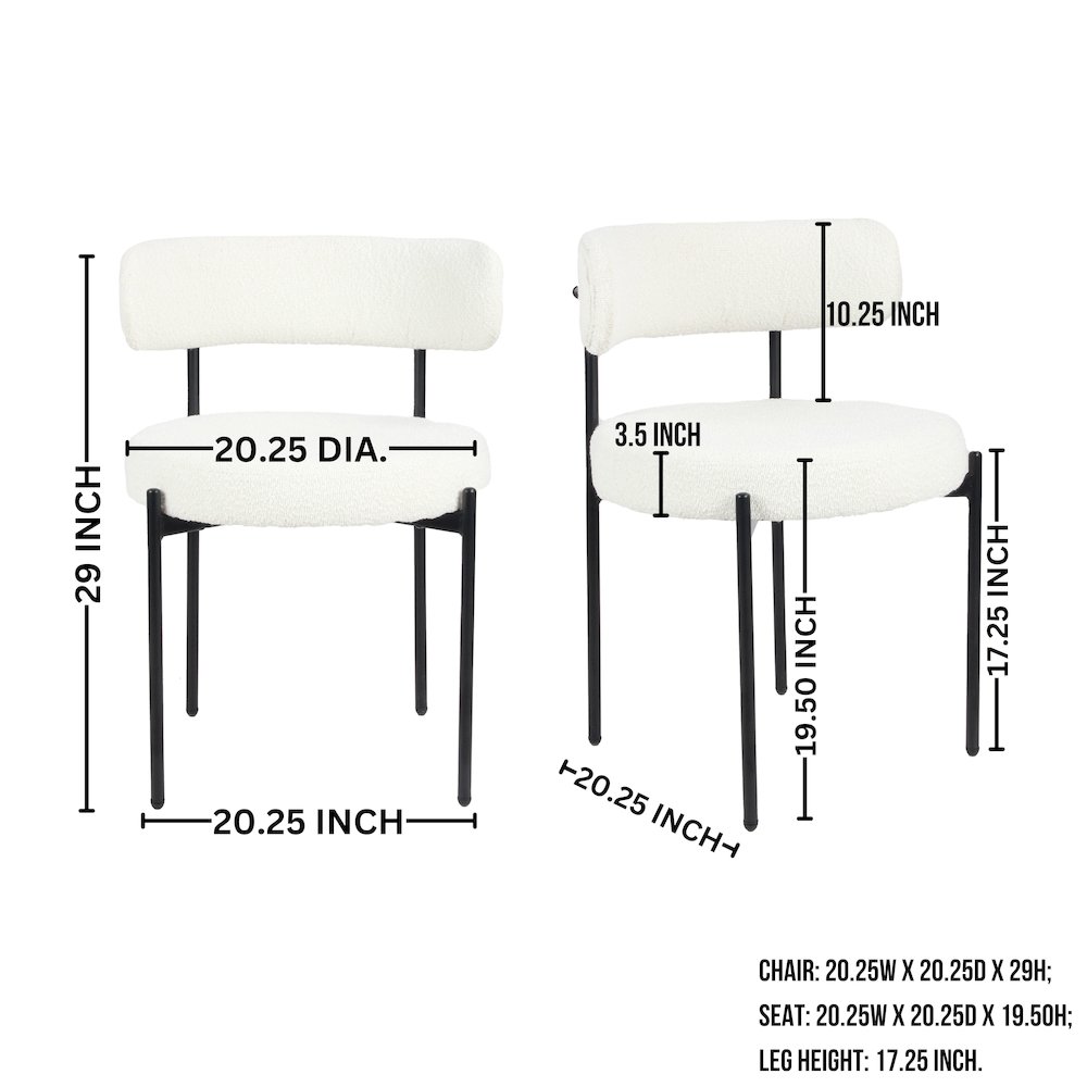 Durban 3-Pc Round Dining Set, Trestle Dining Table with 2 Boucle Chairs. Picture 16