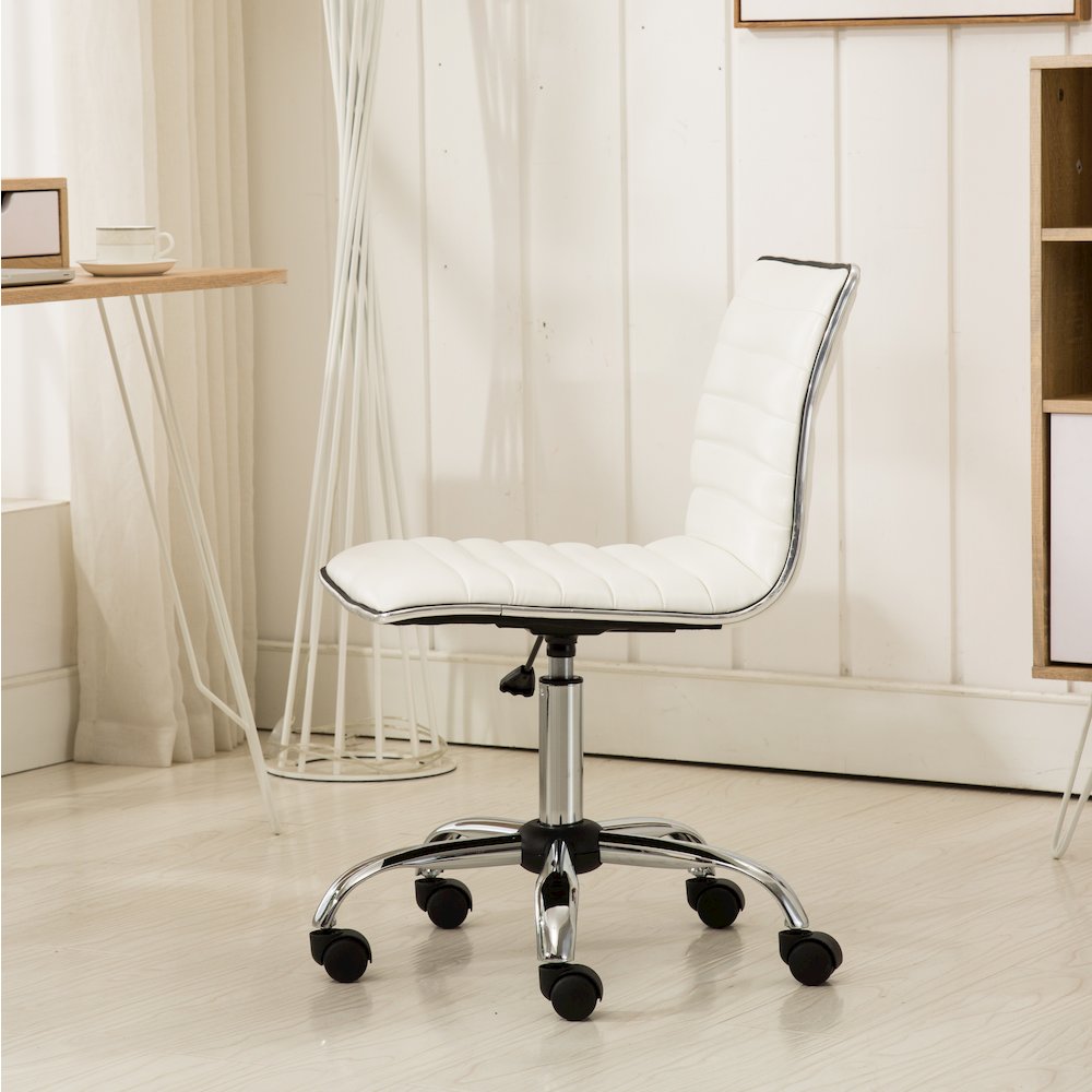 Fremo Chromel Adjustable Air Lift Office Chair in White. Picture 5