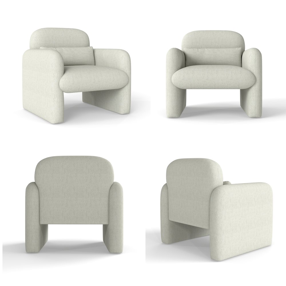 Dylan Modern Upholstered Barrel Armchair, Cream White. Picture 1