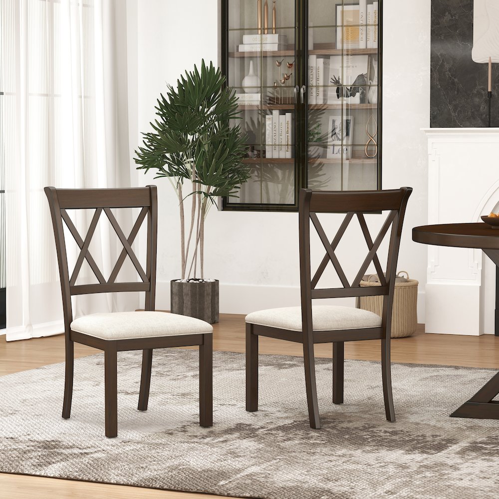 Windvale Upholstered Cross-back Dining Chair, Set of 2. Picture 2