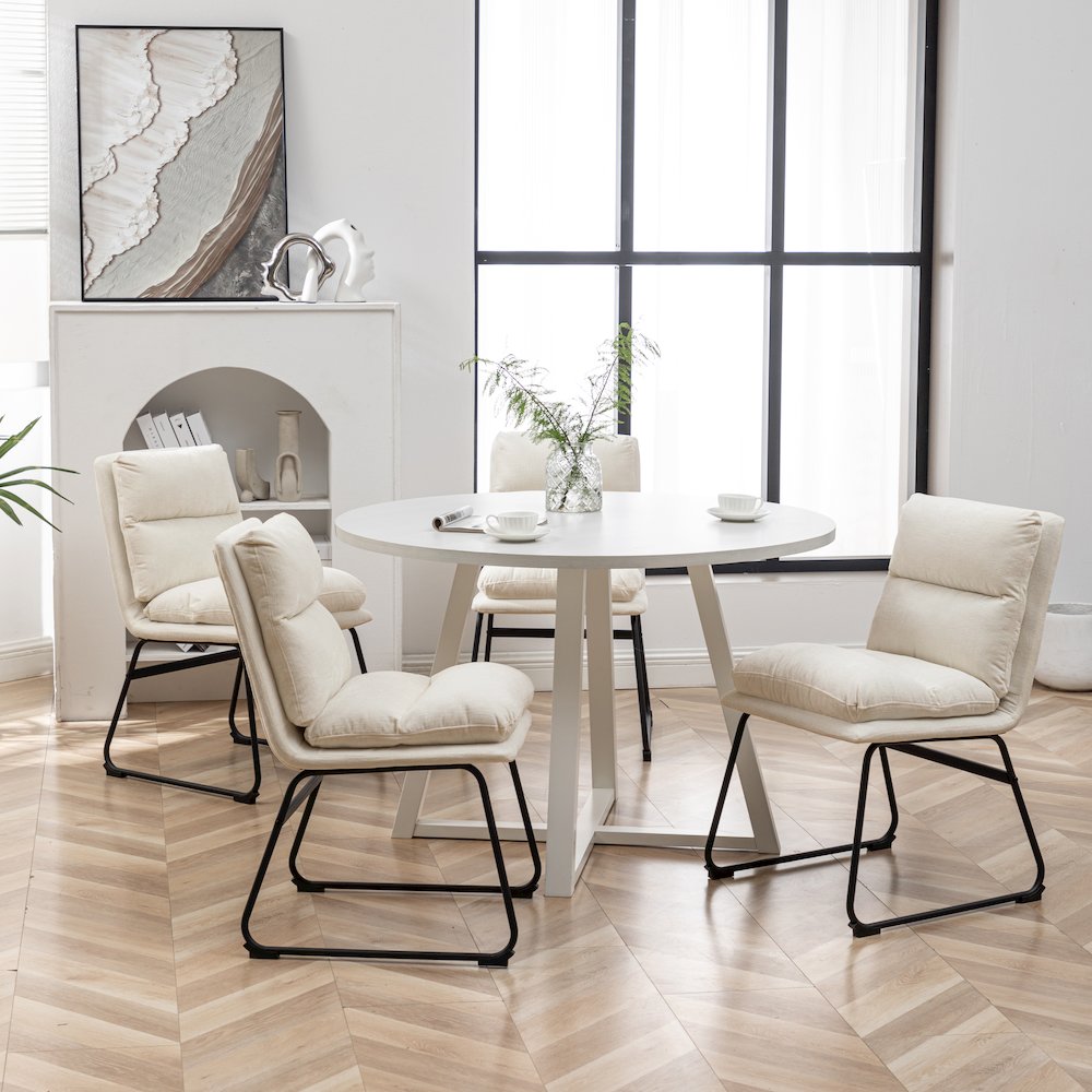 Innes 5-Pc Round Dining Set, Trestle Table with 4 Chairs. Picture 3