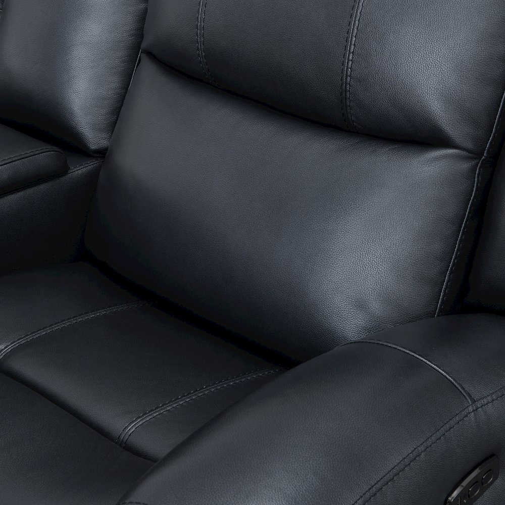 Cozura Leather Manual Recliner, Chesapeake Blue. Picture 7