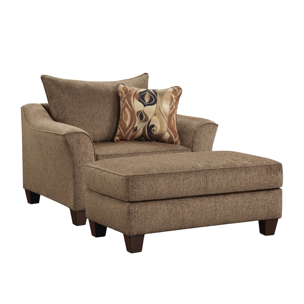 Camero Cafe Fabric Accent Chair and Ottoman Set. Picture 1