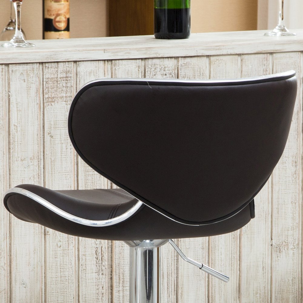 Masaccio Brown Leatherette Adjustable Swivel Barstool Chrome Base, Set of 2. Picture 5